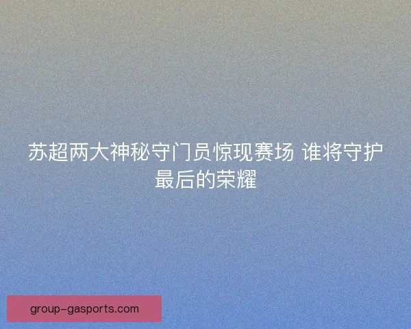 苏超两大神秘守门员惊现赛场 谁将守护最后的荣耀